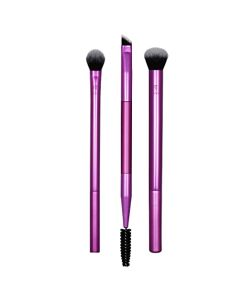 Real Techniques Eye Shade & Blend Makeup Brush Trio, For Eyeshadow & Liner, Makeup Tools for Shaping & Grooming Brows, Defined Makeup Look, Synthetic Bristles, Vegan & Cruelty-Free, 3 Count