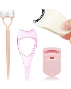 Juome 4 in 1 Eyelash Applicator Tool Kit, False Lash Clip Applicator Portable Eyelash Curlers Eyelash Separator Tool Mascara Comb Lash Buddy Set for Women Girls