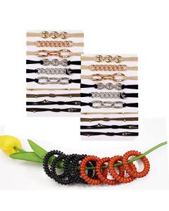 CellElection Cute Hair Tie Bracelets for Girls,Spiral Hair Ties,24 Pcs No Crease Boho Hair Ties,Phone Cord Elastic Hair Ties, Elastic Bracelet Hair Ties with Beads, Looks Lovely On Your Wrist And Great in Your Hair, Suitable for All Hair Types, Hair 