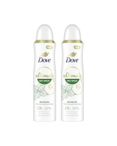 Dove Ultimate Dry Spray Antiperspirant Cucumber Water And Mint 2 Count For 72-Hour Sweat And Odor Protection With Triple Moisturizer Technology 3.8oz