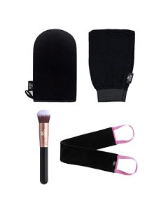 Bronze Tan Self Tanner Accessory Kit - Includes Self Tanning Mitt, Tan Remover Exfoliating Mitt, Easy-Reach Back Applicator, Tanning Brush Applicator for Face & Hands - Ultimate Sunless Tanning Application Tools for Flawless Sunless Tan