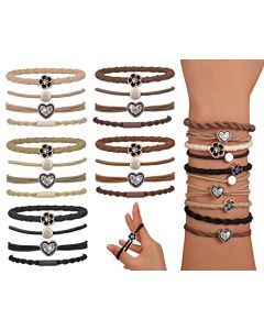 Bracelet Hair Ties, BABORUI 20Pcs Boho Hair Ties for Women Toddler Girls, No Damage Pony Tails Hair Ties Bulk for Thick, Thin, Curly Hair