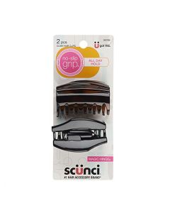 Scunci by Conair No-Slip Grip All Day Hold, Magic Hinge, Claw Hair Clip, Brown and Black, Packaging May Vary (Pack of 2)