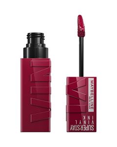 Maybelline Super Stay Vinyl Ink Longwear No-Budge Liquid Lipcolor Makeup, Highly Pigmented Color and Instant Shine, Unrivaled, Berry Burgundy Lipstick, 0.14 fl oz, 1 Count
