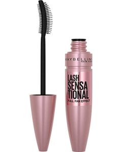 Maybelline Lash Sensational Washable Mascara, Lengthening and Volumizing for a Full Fan Effect, Blackest Black, 1 Count