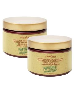 SheaMoisture Hair Mask Moisturizer, Manuka Honey & Mafura Oil, Intensive Hydration Hair Masque, Curly Hair Products, Coconut Oil, Organic Shea Butter, African Rock Fig & Baobab Oil (2 Pack-12 Oz Ea)