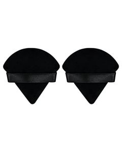 Flytianmy 2Pcs Triangle Powder Puffs, Face Makeup Puff for Body Loose Powder Beauty Makeup Tool Black