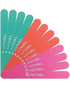 Nail File Set NOVAL 100/180 Grit Nail File 12 PCS Professional Nail Files Reusable Double Sided Emery Boards for Acrylic Nails,Nail Files for Natural Nails, Colorful Nail Files (7 Inches)