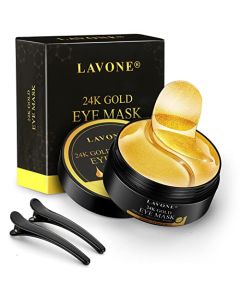 Eye Mask - 30 Pairs 24K Gold Under Eye Mask - Eye Masks for Dark Circles and Puffiness, Reduce Wrinkles, Eye Bags and Fine Lines, Under Eye Patches Skin Care for Women and Man, with Hair Clips.