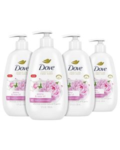 Dove Advanced Care Hand Wash Peony & Rose Oil 4 Count for Soft, Smooth Skin, More Moisturizers Than The Leading Ordinary Hand Soap, 12 oz