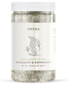 Jovvily Epsom Salt Foot Soak with Spearmint Leaves & Peppermint Essential Oil - 2 lb - Always Pure - Soaking Solution