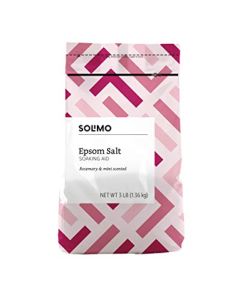 Amazon Brand - Solimo Epsom Salt Soaking Aid, Rosemary & Mint Scent, 3 Pound