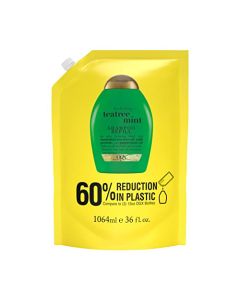 OGX Hydrating + Teatree Mint Shampoo Refill Pouch for Strong Healthy-Looking Hair, 36 Fl Oz