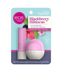 eos FlavorLab Lip Balm- Blackberry Hibiscus, Long-Lasting Hydration, Shea Lip Care Products, 0.39 oz, 2-Pack