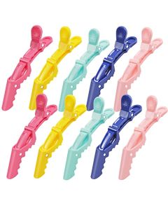 AMMON Hair Clips 10 Pcs Alligator Hair Clips Salon Hairclip for Styling Sectioning Clips Professional Plastic Gator Hair Clips for Women with Wide Teeth and Double-hinged Design, Colorful 3