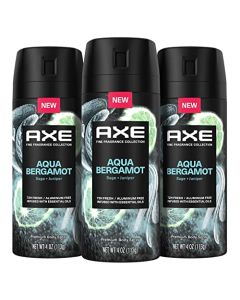 AXE Fine Fragrance Collection Premium Deodorant Body Spray for Men Aqua Bergamot 3 Count with 72H Odor Protection and Freshness Infused with Aqua, Bergamot, and Sage Essential Oils 4 oz