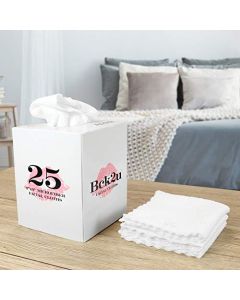 Arkwright Microfiber Makeup Remover Cloths - (Pack of 25) Reusable Makeup Towels in a Tissue Box Dispenser, Facial Towels for Bathroom, 9 x 9 in, White