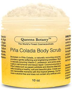 Pina Colada Body Scrub – Moisturizing Vitamin C, Potassium, Amino Acids & Nourishing Body Oils -Exfoliating Salt Scrub For Body - Win Against Aging, Acne, Eczema, Psoriasis & Dead Skin Scars- 10 oz