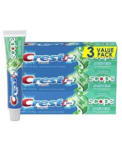 Crest + Scope Complete Whitening Toothpaste, Minty Fresh, 5.4 Oz (Pack of 3)