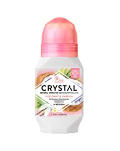 CRYSTAL Mineral Deodorant Coconut Vanilla Roll-On Body Deodorant With 24-Hour Odor Protection, Paraben Free, 2.25 FL OZ (Packaging May Vary) (2.25 Fl Oz/66ml)