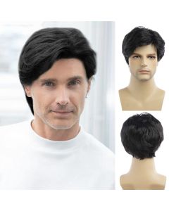 Baruisi Men Wigs Short Black Wig Synthetic Heat Resistant Natural Halloween Cosplay Hair Wig