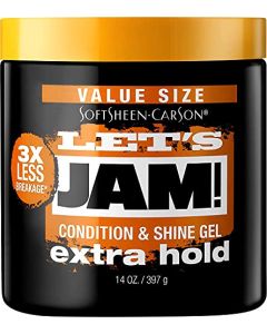 SoftSheen-Carson Let's Jam! Shining and Conditioning Hair Gel by Dark and Lovely, Extra Hold, All Hair Types, Styling Gel Great for Braiding, Twisting & Smooth Edges, Extra Hold, 14 oz