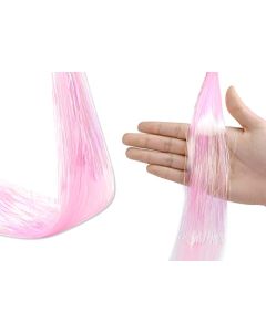 Shine Bright at Parties with Easy-to-Use Phosphor Pink Hair Extensions for Women and Girls - 47 Inches of Sunny Tinsel Glamour Without Tools