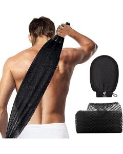 Yiclick Exfoliating Glove + Exfoliating Mitt + African Exfoliating Net for Shower & Bath, Body Scrubber for Dead Skin Remover, Body Scrub Exfoliating Washcloth Wash Cloth Loofah Sponge for Men Women
