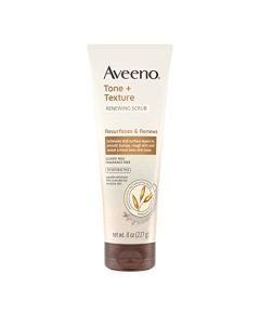 Aveeno Tone + Texture Renewing Body Scrub, Exfoliating Body Wash to Reveal Smoother Skin and a More Even Skin Tone, Prebiotic Oat Formula for Sensitive Skin, Fragrance-Free, 8 oz