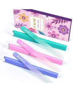 EAONE Glass Nail File with Case, 3 Pack Glass Fingernail Files Professional Crystal Diamond Nail Files for Natural Nails Czech Glass Nail Files Stocking Stuffers for Women Girls Gifts