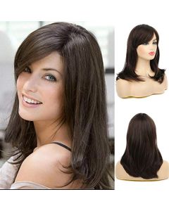 Baruisi Long Layered Brown Wigs for Women Natural Wavy Side Part Synthetic Heat Resistant Hair Wig for Costume and Daily Use 20"