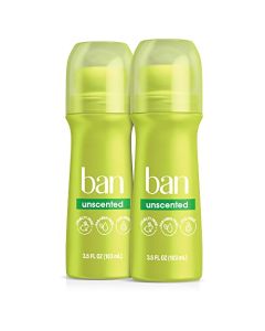 Ban Original Unscented 24-hour Invisible Antiperspirant, Roll-on Deodorant for Women and Men, Underarm Wetness Protection, with Odor-fighting Ingredients, 3.5 Fl Oz (Pack of 2)