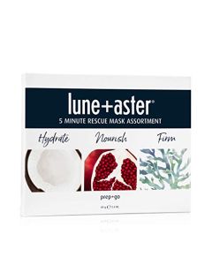 Lune+Aster 5 Minute Rescue Mask Assortment Trio - Hydrate, Firm and Nourish - Sheet mask trio assortment restores skin's moisture for a renewed complexion …