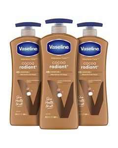 Vaseline Intensive Care Body Lotion for Dry Skin Cocoa Radiant Lotion Made with Ultra-Hydrating Lipids and Pure Cocoa Butter for a Long-Lasting, Radiant Glow 20.3 oz, Pack of 3