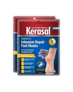 Kerasal Nighttime Intensive Repair Foot Masks, Foot Mask for Cracked Heels and Dry Feet, Two Pairs
