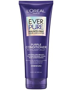 L'Oreal Paris EverPure Sulfate Free Brass Toning Purple Conditioner for Blonde, Bleached, Silver, or Brown Highlighted Hair, 6.8 Fl; Oz (Packaging May Vary)