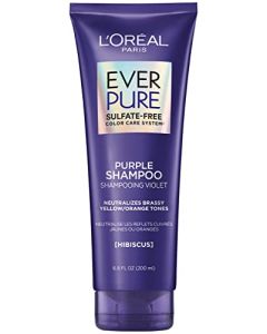 L'Oreal Paris EverPure Sulfate Free Brass Toning Purple Shampoo for Blonde, Bleached, Silver, or Brown Highlighted Hair, 6.8 Fl; Oz (Packaging May Vary)