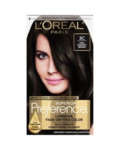L'Oreal Paris Superior Preference Fade-Defying + Shine Permanent Hair Color, 3C Cool Darkest Brown, Pack of 1, Hair Dye
