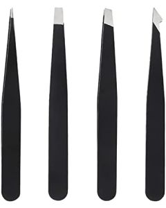 Jawflew Tweezers Set, Professional Stainless Steel Tweezers for Eyebrows, Precision Tweezers Kit for Facial Hair, Splinter and Ingrown Hair Removal