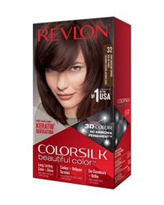 Revlon Colorsilk Beautiful Color, Permanent Hair Dye with Keratin, 100% Gray Coverage, Ammonia Free, 32 Dark Mahogany Brown