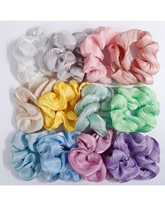 ADRIONE Satin Silk Scrunchies for Hair 12 Pack, Large Satin Scrunchies for Women Thick Hair Satin Hair Scrunchies for Girls Satin Silk Hair Scrunchies for Women's Hair Satin Silk Scrunchie