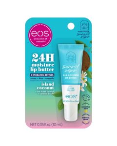 eos Sunset Sips Lip Butter Tube- Island Coconut, 24-Hour Moisture, Overnight Lip Mask, Lip Care Products, 0.35 fl oz