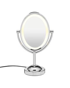 Conair Lighted Makeup Mirror with Magnification, Oval Mirror, LED Vanity Mirror, 1X/7X Magnifying Mirror, Double Sided Mirror, Corded in Polished Chrome