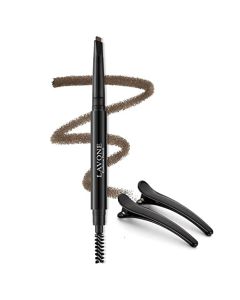 Eyebrow Pencil - Makeup Waterproof Brow Pencil with Triangular Tip, Dual-Sided Brow Brush, Precise, Fine Tip, Shapes, Defines, Fills Brows Creates Natural Looking Brow, with Hair Clips - Dark Brown