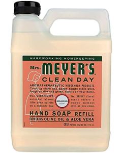 Mrs. Meyer's Hand Soap Refill, Made with Essential Oils, Biodegradable Formula, Geranium, 33 Fl. Oz