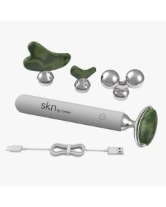 skn by conair Jade Vibrating Face Roller Kit with 4 Attachments Including Gua Sha, Refresh - Revive - Treat Your Skin To Complete Contouring for a Spa-Like Indulgence