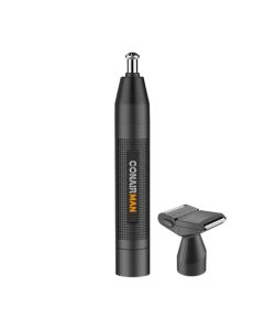 ConairMan Ear and Nose Hair Trimmer for Men, Cordless Battery-Powered Trimmer with Detail and Shaver Attachments, Patent 360 Bevel Blade for No Pull, No Snag Trimming Experience