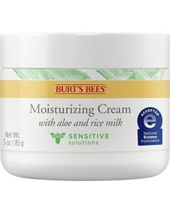Burt's Bees Hydrating Moisturizing Cream for Sensitive Skin with Aloe & Rice Milk, Natural Origin Formula for Face & Body, 3 oz