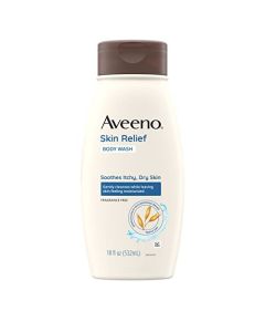 Aveeno Skin Relief Fragrance-Free Body Wash with Triple Oat Formula, Gentle Daily Cleanser for Sensitive Skin Leaves Itchy, Dry Skin Soothed & Feeling Moisturized, Sulfate-Free, 18 fl. oz