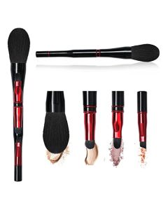 Velony Vacay 4 in1 Travel Makeup Brush Set, Double Ended Brush Detachable Eyeshadow Brush, Face Cosmetic Eyebrow Brush for Blending Powder